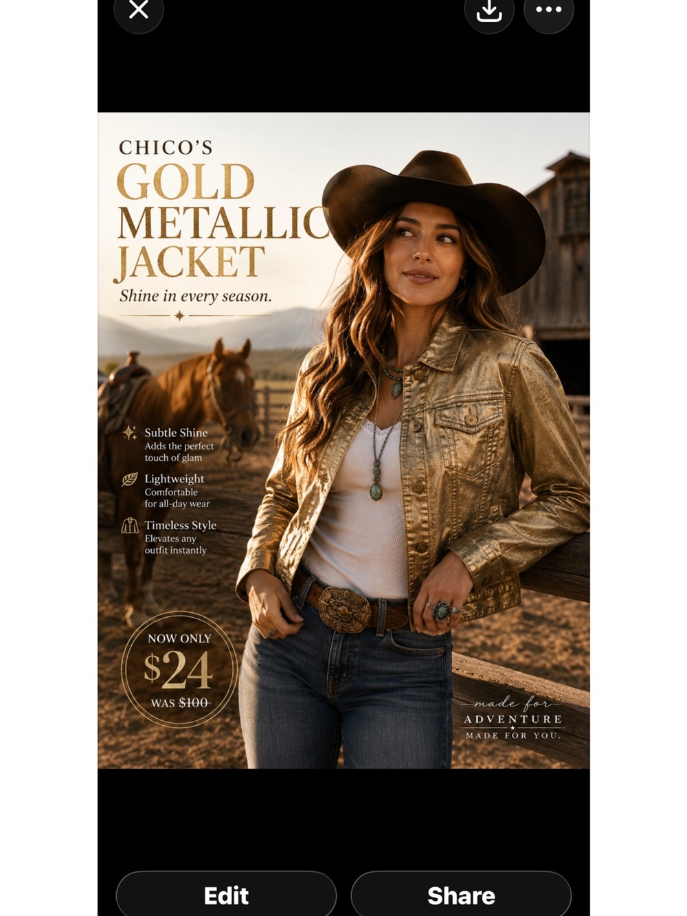 Chico's Gold Metallic Jacket ❤️